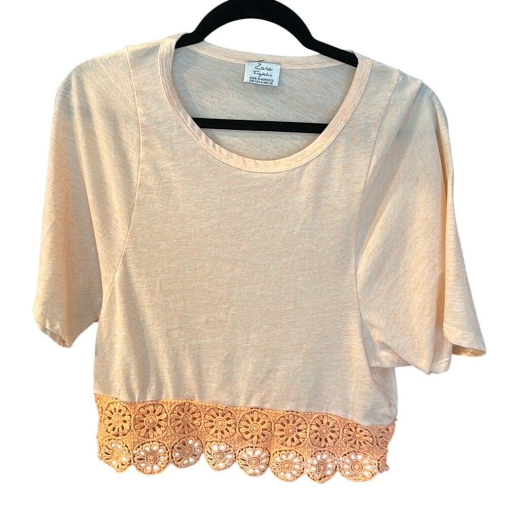 Zara Trafaluc coral top‎ with lace, M
